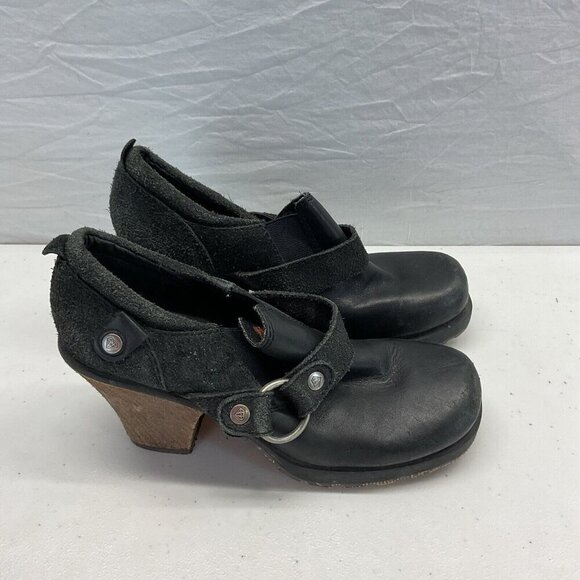 Women’s Vintage London Underground Chunky Wooden Clog booties Shoes Size 7 - Picture 1 of 10